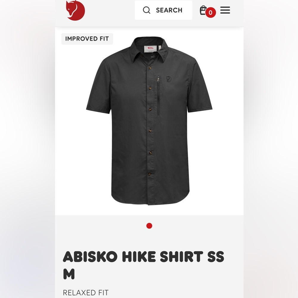 FJallraven Mens Size S Dark Grey Abisko Hike Shirt Short Sleeve Outdoor